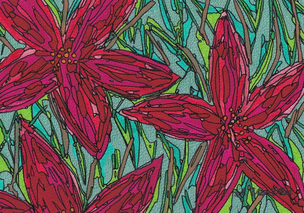Notecard Asiatic Red Lilies