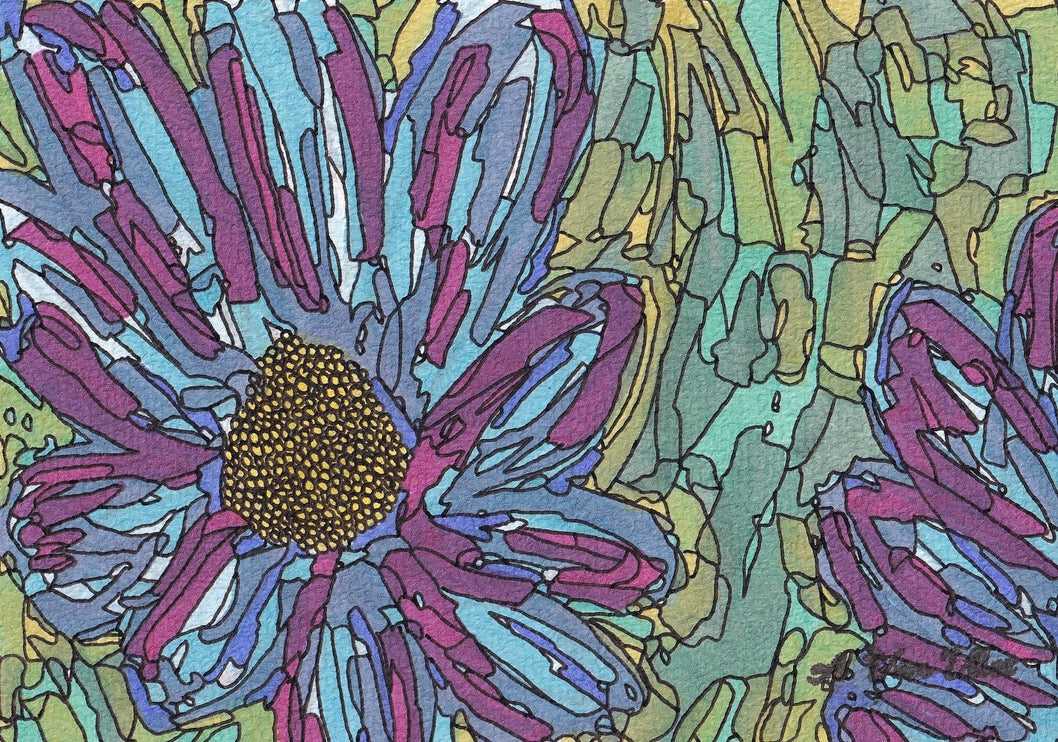 Notecard Blue Coneflower