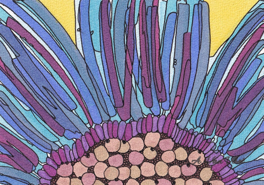 Notecard Midnight Oil Blue Sunflower