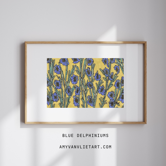 Fine Art Print Blue Delphiniums