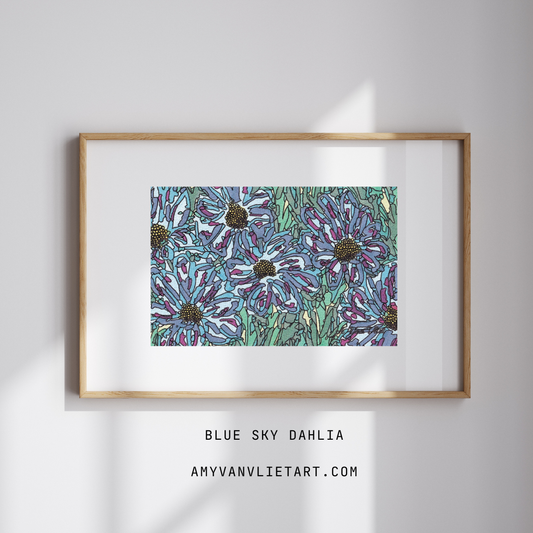 Fine Art Print Blue Sky Dahlia