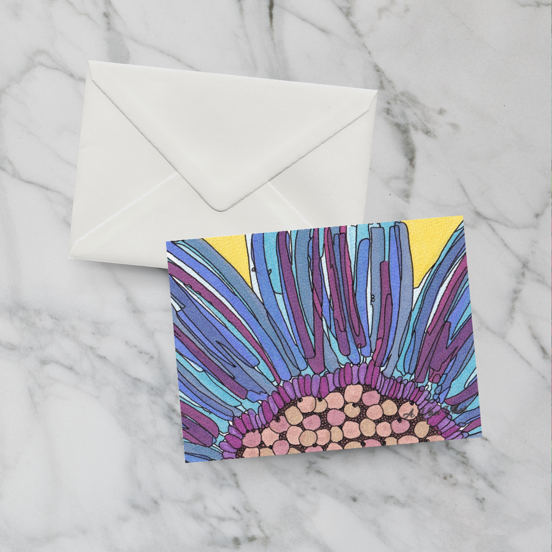 Notecard Midnight Oil Blue Sunflower